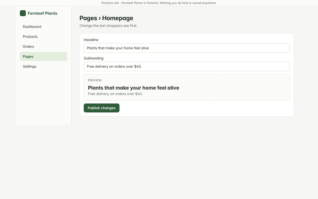 Preview of “How to update the homepage headline”