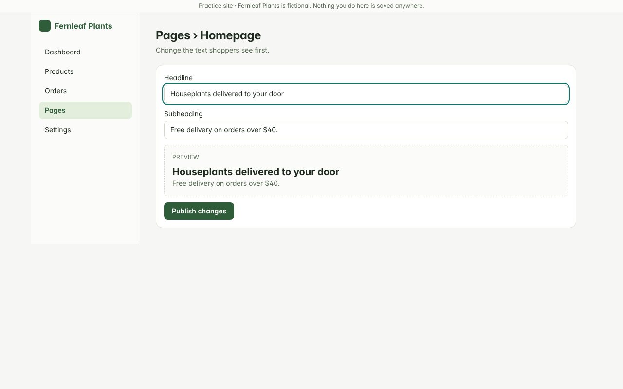 Screenshot for step 3 — Pages — Fernleaf Plants