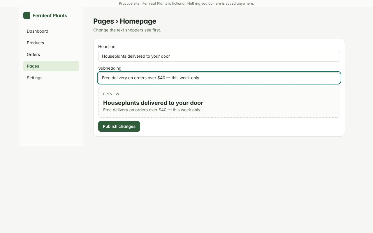 Screenshot for step 4 — Pages — Fernleaf Plants